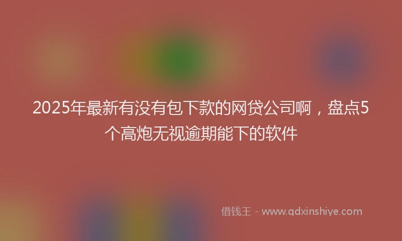 2025年最新有没有包下款的网贷公司啊，盘点5个高炮无视逾期能下的软件
