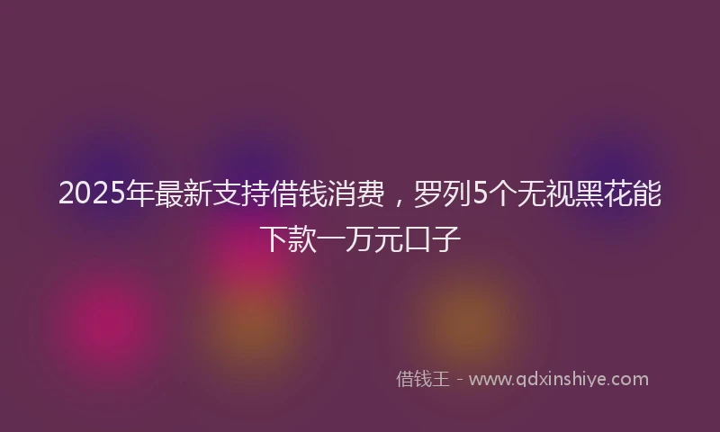 2025年最新支持借钱消费，罗列5个无视黑花能下款一万元口子