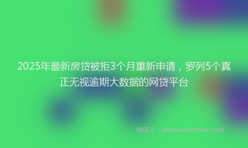 2025年最新房贷被拒3个月重新申请，罗列5个真正无视逾期大数据的网贷平台