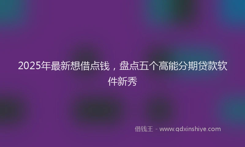 2025年最新想借点钱，盘点五个高能分期贷款软件新秀