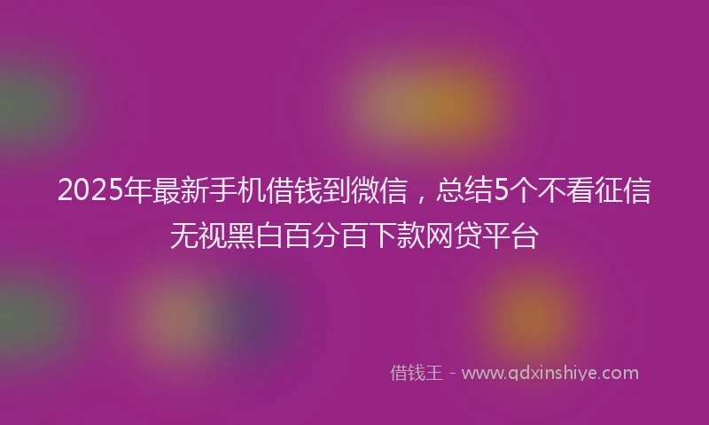 2025年最新手机借钱到微信，总结5个不看征信无视黑白百分百下款网贷平台