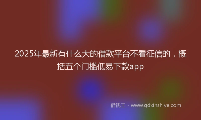 2025年最新有什么大的借款平台不看征信的，概括五个门槛低易下款app