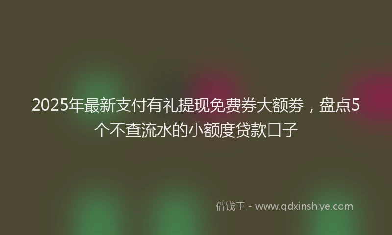 2025年最新支付有礼提现免费券大额劵，盘点5个不查流水的小额度贷款口子