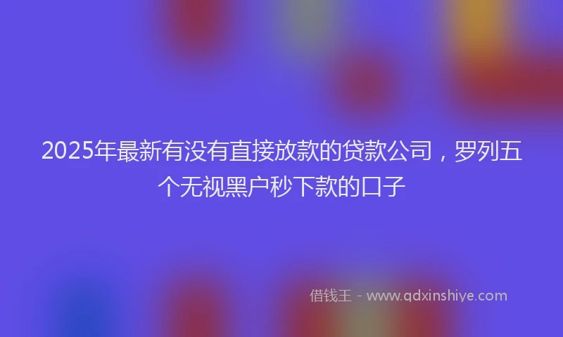 2025年最新有没有直接放款的贷款公司，罗列五个无视黑户秒下款的口子