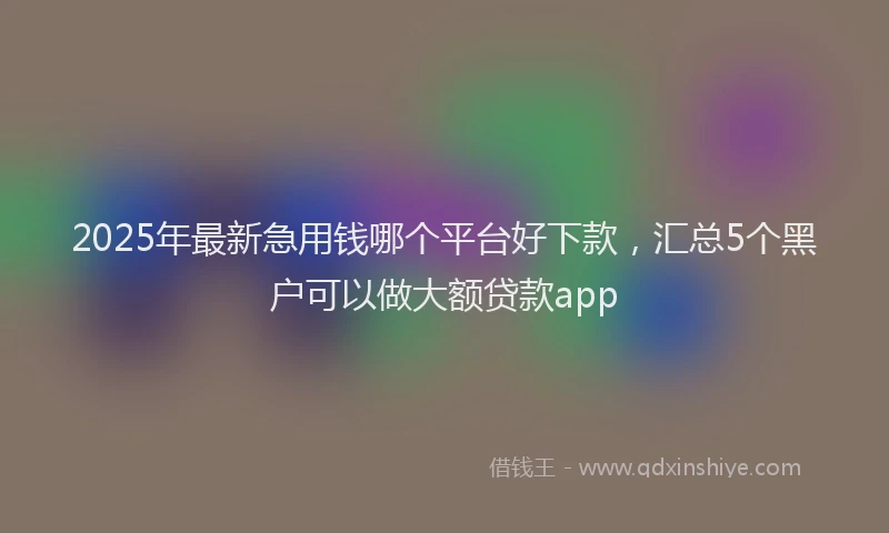 2025年最新急用钱哪个平台好下款，汇总5个黑户可以做大额贷款app