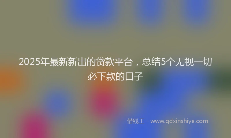2025年最新新出的贷款平台，总结5个无视一切必下款的口子
