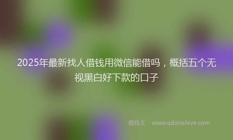 2025年最新找人借钱用微信能借吗，概括五个无视黑白好下款的口子