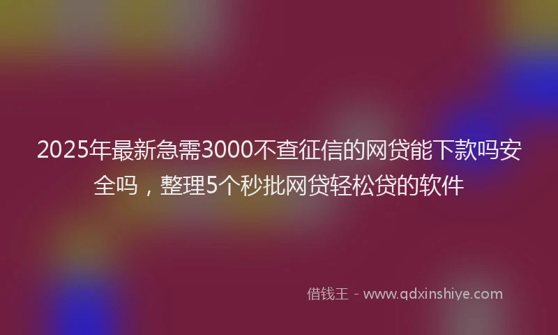 2025年最新急需3000不查征信的网贷能下款吗安全吗，整理5个秒批网贷轻松贷的软件