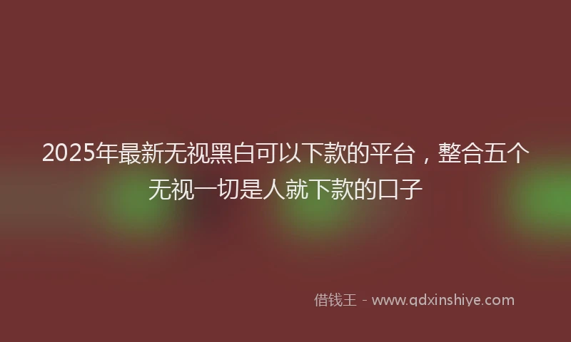 2025年最新无视黑白可以下款的平台，整合五个无视一切是人就下款的口子