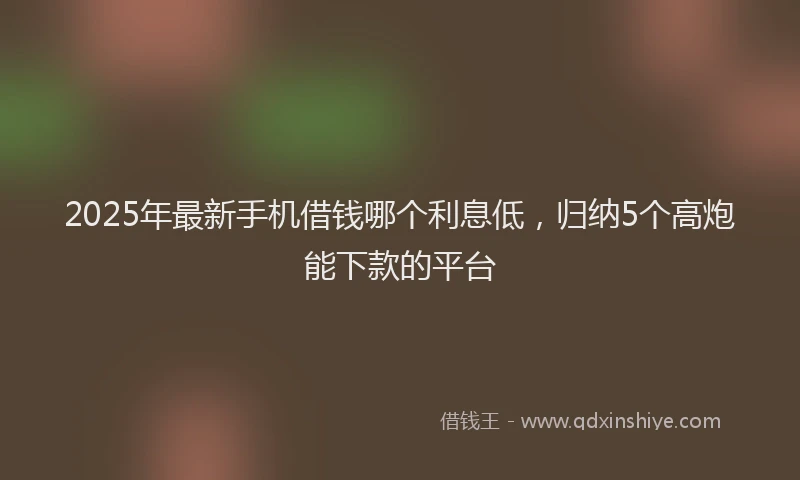 2025年最新手机借钱哪个利息低，归纳5个高炮能下款的平台