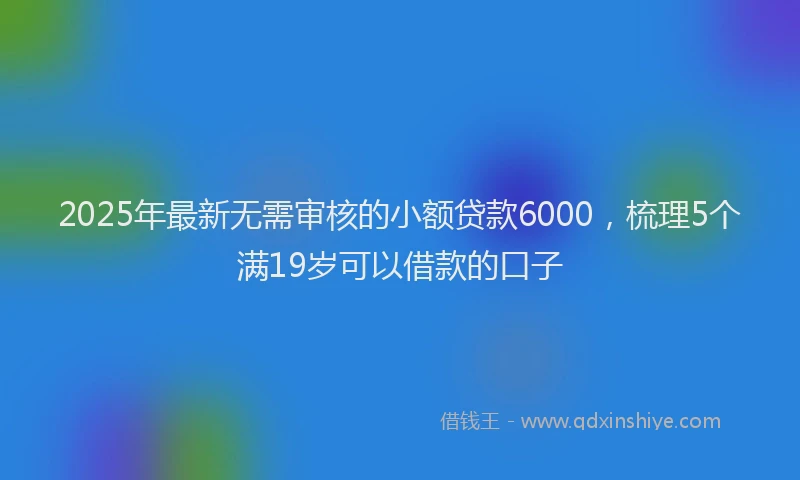 2025年最新无需审核的小额贷款6000，梳理5个满19岁可以借款的口子