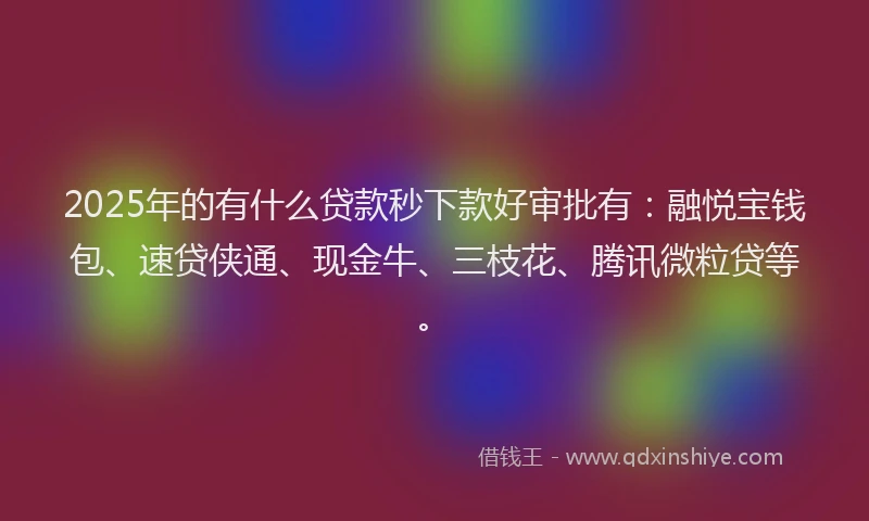 2025年的有什么贷款秒下款好审批有：融悦宝钱包、速贷侠通、现金牛、三枝花、腾讯微粒贷等。