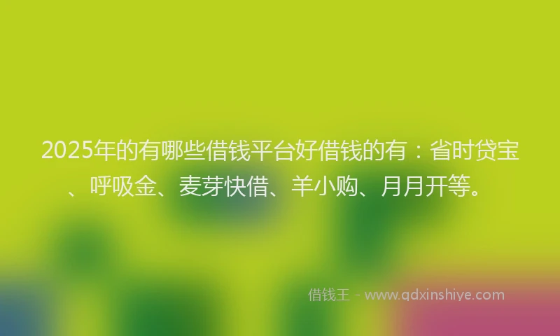 2025年的有哪些借钱平台好借钱的有：省时贷宝、呼吸金、麦芽快借、羊小购、月月开等。