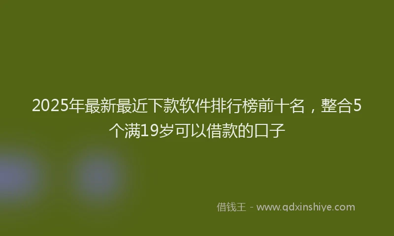 2025年最新最近下款软件排行榜前十名，整合5个满19岁可以借款的口子
