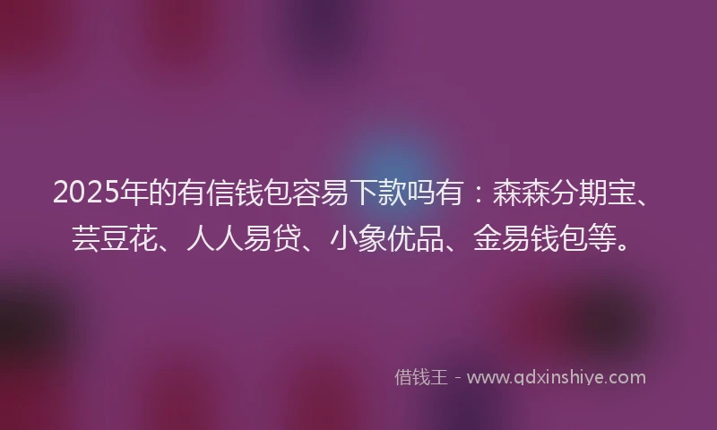 2025年的有信钱包容易下款吗有：森森分期宝、芸豆花、人人易贷、小象优品、金易钱包等。
