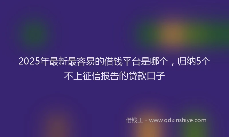 2025年最新最容易的借钱平台是哪个,归纳5个不上征信报告的贷款口子