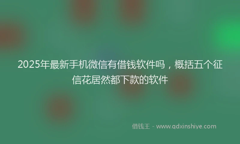 2025年最新手机微信有借钱软件吗，概括五个征信花居然都下款的软件