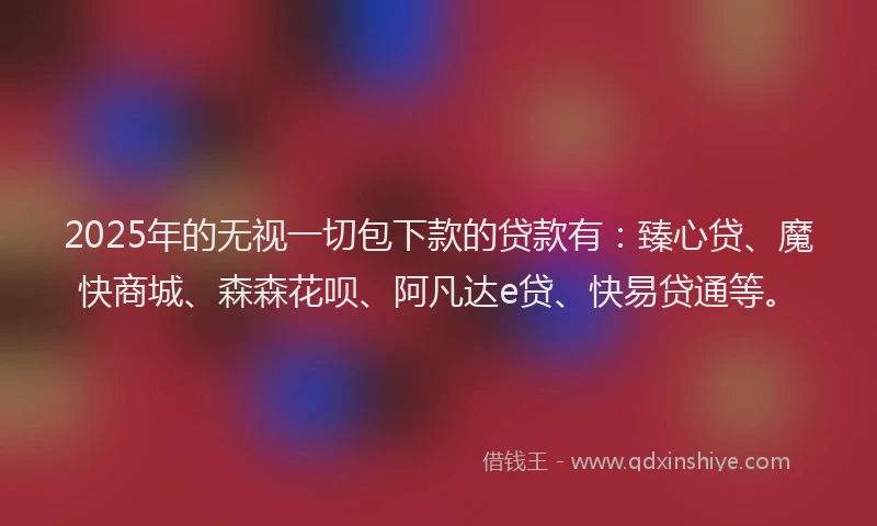 2025年的无视一切包下款的贷款有：臻心贷、魔快商城、森森花呗、阿凡达e贷、快易贷通等。