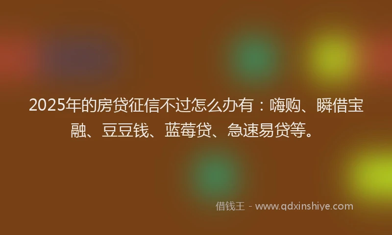 2025年的房贷征信不过怎么办有：嗨购、瞬借宝融、豆豆钱、蓝莓贷、急速易贷等。