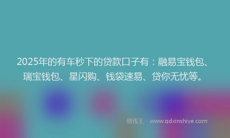 2025年的有车秒下的贷款口子有：融易宝钱包、瑞宝钱包、星闪购、钱袋速易、贷你无忧等。