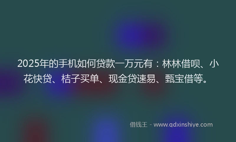 2025年的手机如何贷款一万元有：林林借呗、小花快贷、桔子买单、现金贷速易、甄宝借等。