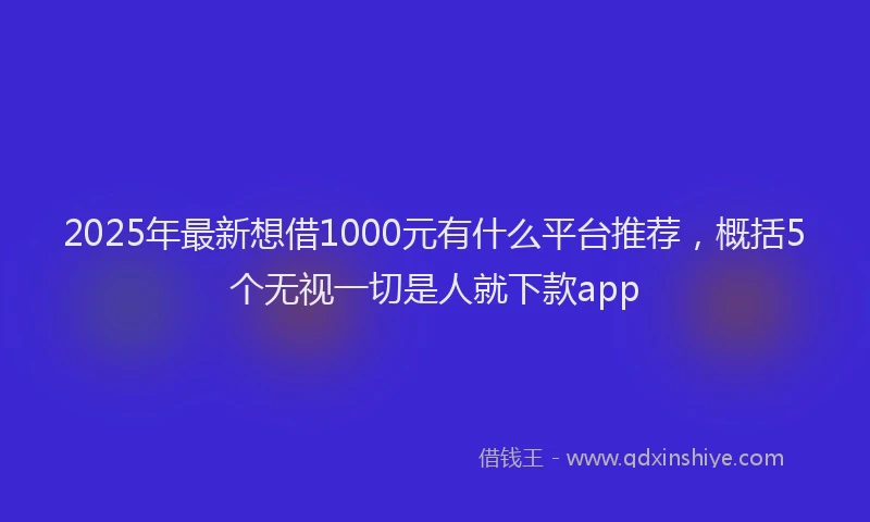 2025年最新想借1000元有什么平台推荐，概括5个无视一切是人就下款app