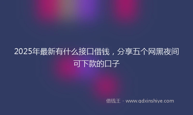 2025年最新有什么接口借钱，分享五个网黑夜间可下款的口子
