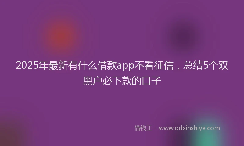 2025年最新有什么借款app不看征信，总结5个双黑户必下款的口子