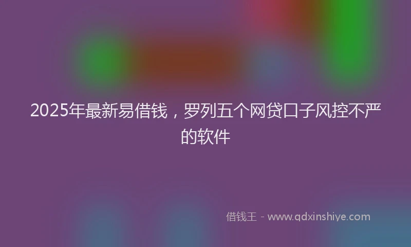 2025年最新易借钱，罗列五个网贷口子风控不严的软件