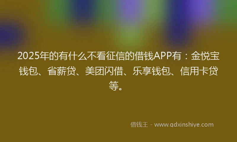 2025年的有什么不看征信的借钱APP有：金悦宝钱包、省薪贷、美团闪借、乐享钱包、信用卡贷等。