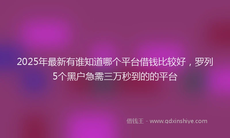 2025年最新有谁知道哪个平台借钱比较好，罗列5个黑户急需三万秒到的的平台