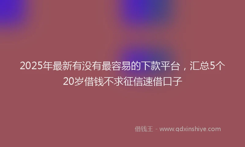 2025年最新有没有最容易的下款平台，汇总5个20岁借钱不求征信速借口子