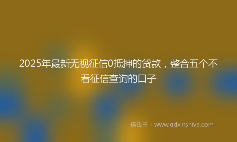 2025年最新无视征信0抵押的贷款，整合五个不看征信查询的口子