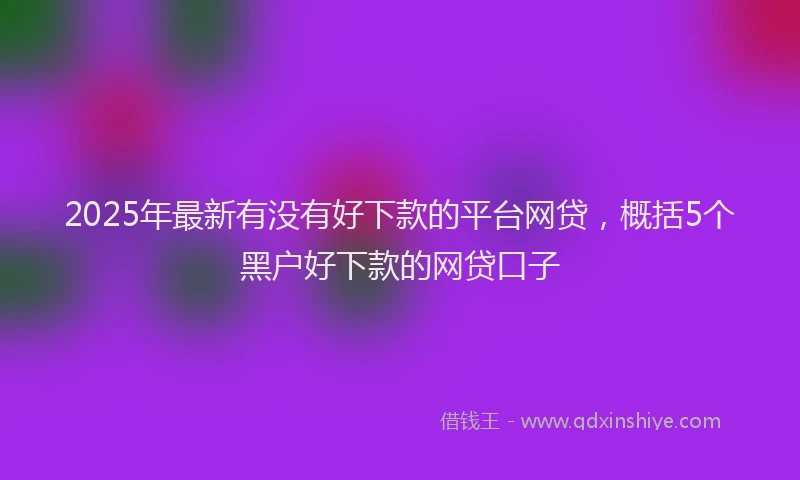 2025年最新有没有好下款的平台网贷，概括5个黑户好下款的网贷口子