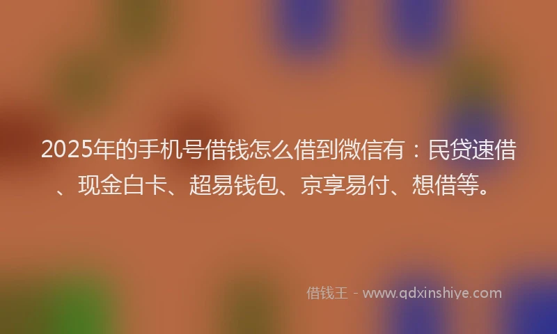 2025年的手机号借钱怎么借到微信有：民贷速借、现金白卡、超易钱包、京享易付、想借等。