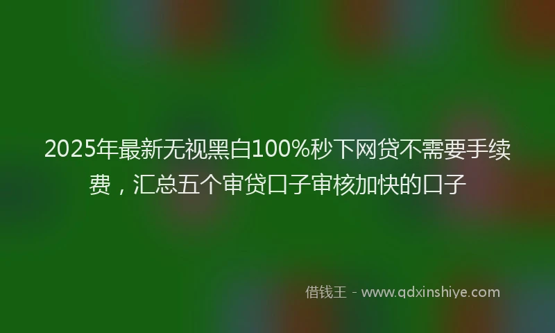 2025年最新无视黑白100%秒下网贷不需要手续费，汇总五个审贷口子审核加快的口子