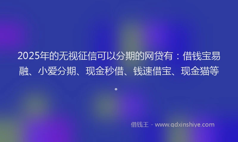 2025年的无视征信可以分期的网贷有：借钱宝易融、小爱分期、现金秒借、钱速借宝、现金猫等。