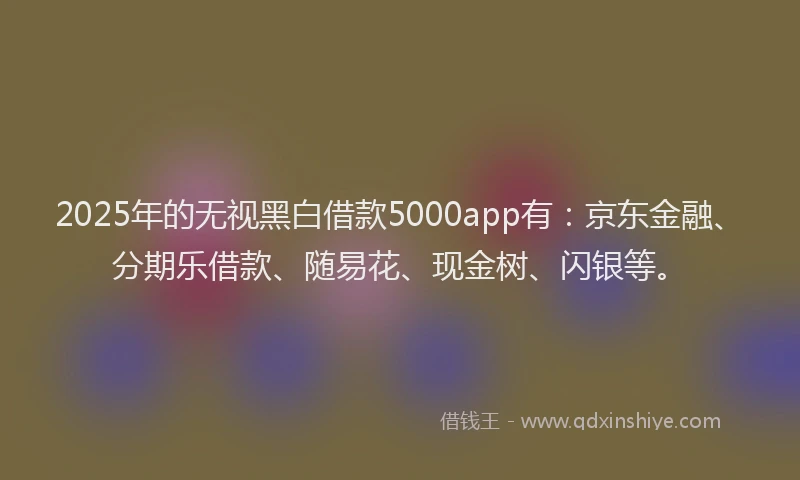 2025年的无视黑白借款5000app有：京东金融、分期乐借款、随易花、现金树、闪银等。