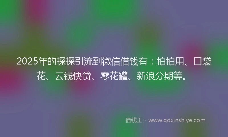 2025年的探探引流到微信借钱有：拍拍用、口袋花、云钱快贷、零花罐、新浪分期等。