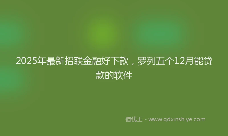 2025年最新招联金融好下款，罗列五个12月能贷款的软件