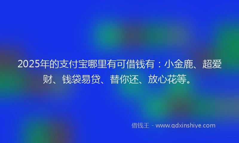 2025年的支付宝哪里有可借钱有：小金鹿、超爱财、钱袋易贷、替你还、放心花等。
