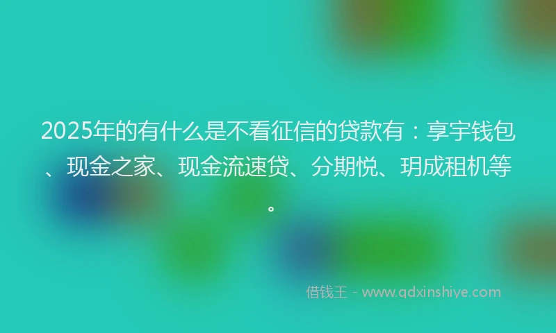 2025年的有什么是不看征信的贷款有：享宇钱包、现金之家、现金流速贷、分期悦、玥成租机等。