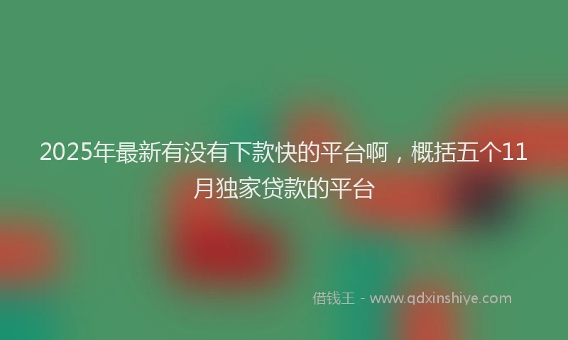 2025年最新有没有下款快的平台啊，概括五个11月独家贷款的平台