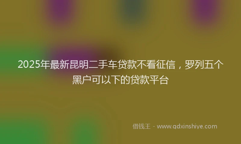 2025年最新昆明二手车贷款不看征信，罗列五个黑户可以下的贷款平台