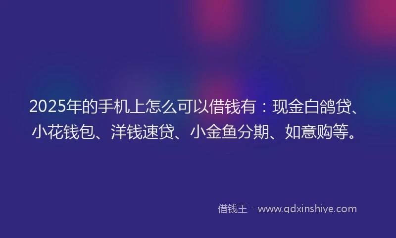 2025年的手机上怎么可以借钱有：现金白鸽贷、小花钱包、洋钱速贷、小金鱼分期、如意购等。