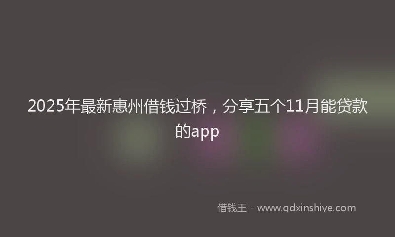 2025年最新惠州借钱过桥，分享五个11月能贷款的app