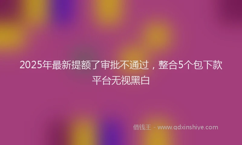 2025年最新提额了审批不通过，整合5个包下款平台无视黑白