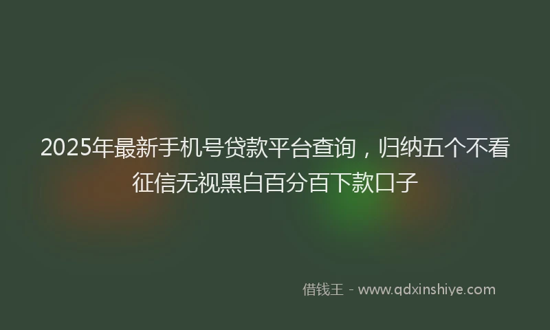 2025年最新手机号贷款平台查询，归纳五个不看征信无视黑白百分百下款口子