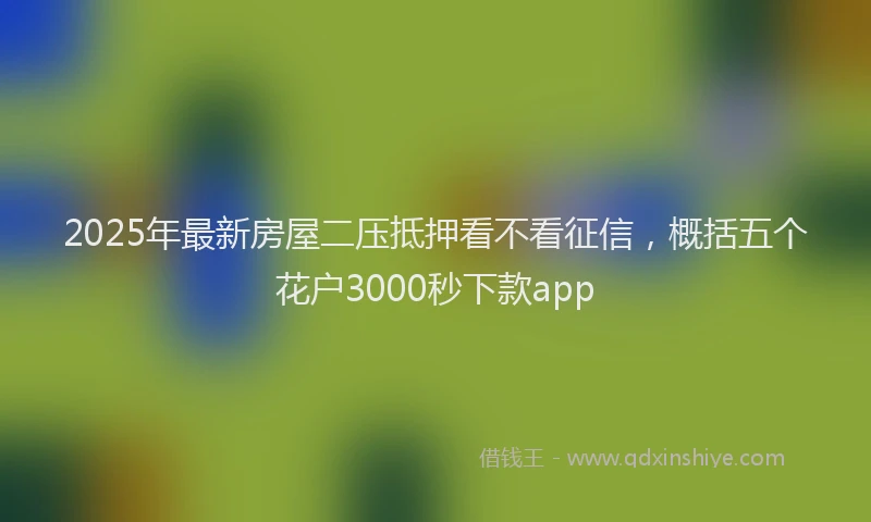 2025年最新房屋二压抵押看不看征信，概括五个花户3000秒下款app