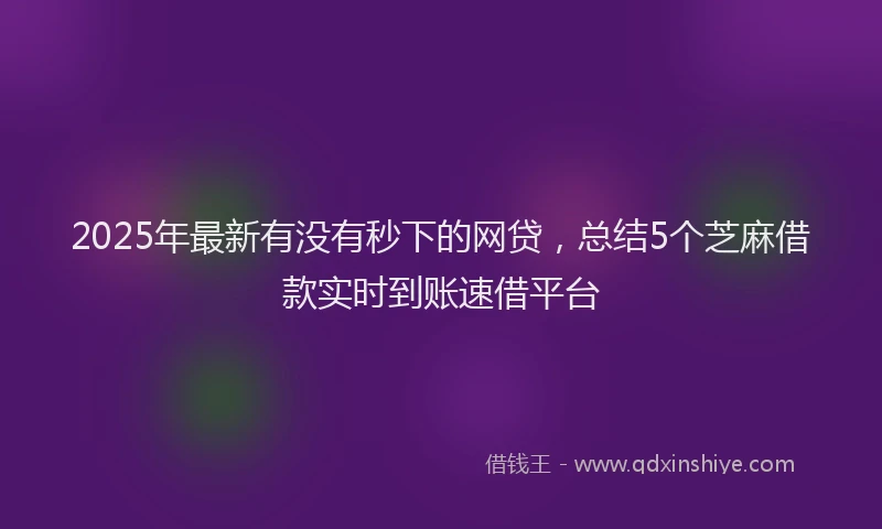 2025年最新有没有秒下的网贷，总结5个芝麻借款实时到账速借平台